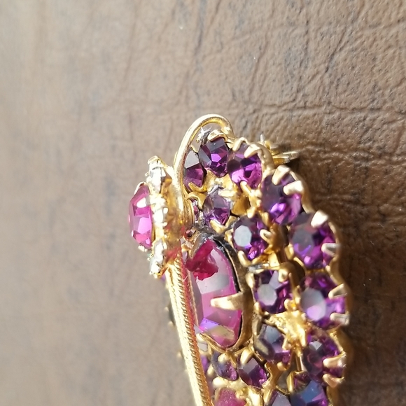 Vintage Rare Fantastic Juliana D&E Pink, Purple, AB Rhinestone Banjo Pin Brooch - Picture 14 of 14